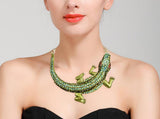 Tuliper Crocodile Alligator Animal Choker Necklace Statement Austrian Crystal Necklace