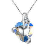 925 Sterling Silver Austrian Crystal Tuliper Cross Heart Bridal Necklace Pendant