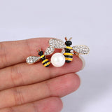 Tuliper Cute Honey Bee Animal Brooch Pin Austrian Crystal Enamel Pearl Brooches