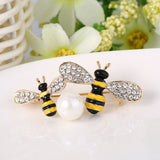 Tuliper Cute Honey Bee Animal Brooch Pin Austrian Crystal Enamel Pearl Brooches