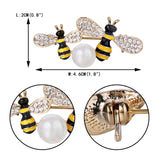 Tuliper Cute Honey Bee Animal Brooch Pin Austrian Crystal Enamel Pearl Brooches