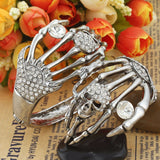 Tuliper Duel Big Hand Bone Skeleton Bangle Austrian Crystal Bracelets & Bangles