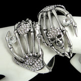 Tuliper Duel Big Hand Bone Skeleton Bangle Austrian Crystal Bracelets & Bangles