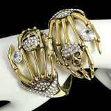 Tuliper Duel Big Hand Bone Skeleton Bangle Austrian Crystal Bracelets & Bangles