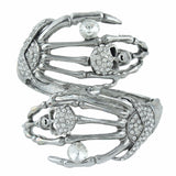 Tuliper Duel Big Hand Bone Skeleton Bangle Austrian Crystal Bracelets & Bangles