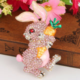 Tuliper Easter Bunny Rabbit Hold Carrot Animal Brooch