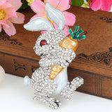 Tuliper Easter Bunny Rabbit Hold Carrot Animal Brooch