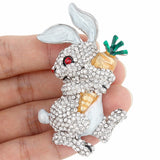 Tuliper Easter Bunny Rabbit Hold Carrot Animal Brooch