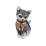 Tuliper Enamel Cartoon Cat Pet Austrian Crystal Rhinestone Brooches