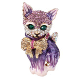 Tuliper Enamel Cartoon Cat Pet Austrian Crystal Rhinestone Brooches