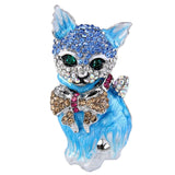 Tuliper Enamel Cartoon Cat Pet Austrian Crystal Rhinestone Brooches