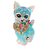 Tuliper Enamel Cartoon Cat Pet Austrian Crystal Rhinestone Brooches