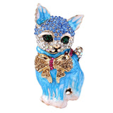 Tuliper Enamel Cartoon Cat Pet Austrian Crystal Rhinestone Brooches