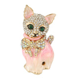 Tuliper Enamel Cartoon Cat Pet Austrian Crystal Rhinestone Brooches