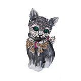 Tuliper Enamel Cartoon Cat Pet Austrian Crystal Rhinestone Brooches