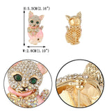 Tuliper Enamel Cartoon Cat Pet Austrian Crystal Rhinestone Brooches