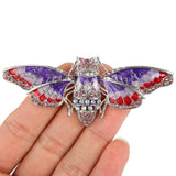 Tuliper Enamel Cicada Pin Austrian Crystal Brooches