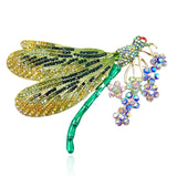 Tuliper Enamel Dragonfly Flower Animal Pins Austrian Crystal Rhinestone Brooches