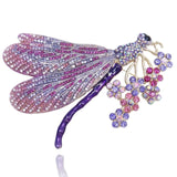 Tuliper Enamel Dragonfly Flower Animal Pins Austrian Crystal Rhinestone Brooches