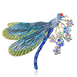 Tuliper Enamel Dragonfly Flower Animal Pins Austrian Crystal Rhinestone Brooches