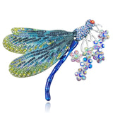 Tuliper Enamel Dragonfly Flower Animal Pins Austrian Crystal Rhinestone Brooches