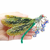 Tuliper Enamel Dragonfly Flower Animal Pins Austrian Crystal Rhinestone Brooches