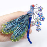 Tuliper Enamel Dragonfly Flower Animal Pins Austrian Crystal Rhinestone Brooches