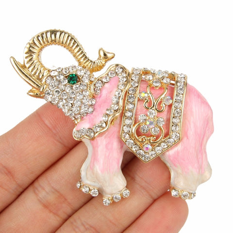 Tuliper Enamel Elephant Animal Brooch Pin Austrian Crystal Rhinestone Brooch For Women Party Jewelry Gift