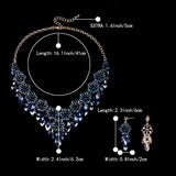 Tuliper Enamel Flower Teardrop Bridal Necklace Earrings Austrian Crystal Rhinestone Set