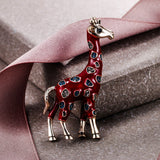 Tuliper Enamel Giraffe Animal Pins Austrian Crystal Rhinestone Brooch