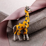 Tuliper Enamel Giraffe Animal Pins Austrian Crystal Rhinestone Brooch