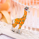 Tuliper Enamel Giraffe Animal Pins Austrian Crystal Rhinestone Brooch