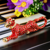 Tuliper Enamel Panther Leopard Animal Rhinestone Brooch