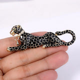 Tuliper Enamel Panther Leopard Animal Rhinestone Brooch