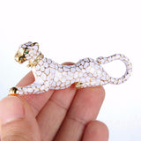 Tuliper Enamel Panther Leopard Animal Rhinestone Brooch