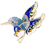 Tuliper Enamel Singing Bird Humming Bird Rhinestone Brooch