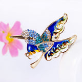 Tuliper Enamel Singing Bird Humming Bird Rhinestone Brooch