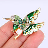 Tuliper Enamel Singing Bird Humming Bird Rhinestone Brooch