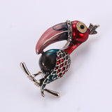 Tuliper Enamel Toucan Toco Bird Animal Austrian Crystal Rhinestone Brooch