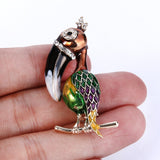 Tuliper Enamel Toucan Toco Bird Animal Austrian Crystal Rhinestone Brooch