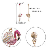 Tuliper Flamingo Bird Dangle Earrings Austrian Crystal Pink  Gold Tone Plated Earrings