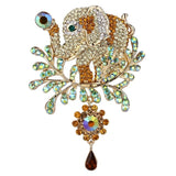 Tuliper Flower Elephant Animal Pin Austrian Crystal Brooches