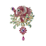 Tuliper Flower Elephant Animal Pin Austrian Crystal Brooches