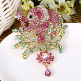 Tuliper Flower Elephant Animal Pin Austrian Crystal Brooches