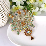 Tuliper Flower Elephant Animal Pin Austrian Crystal Brooches