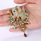 Tuliper Flower Elephant Animal Pin Austrian Crystal Brooches