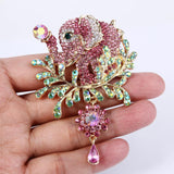 Tuliper Flower Elephant Animal Pin Austrian Crystal Brooches