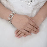 Tuliper Flower Leaf Bridal Bracelet Alloy Pearl Tennis Bracelet