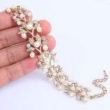 Tuliper Flower Leaf Bridal Bracelet Alloy Pearl Tennis Bracelet