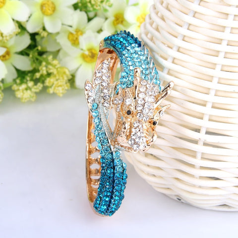 Tuliper Flying Dragon Animal Bracelet Bangle Blue Austrian Crystal Rhinestone Bracelet